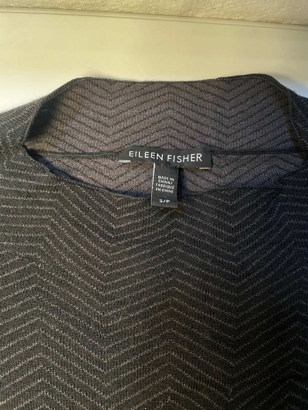 EILEEN FISHER Black & Charcoal Mock Neck Silk and Organic Cotton - Women’s SM